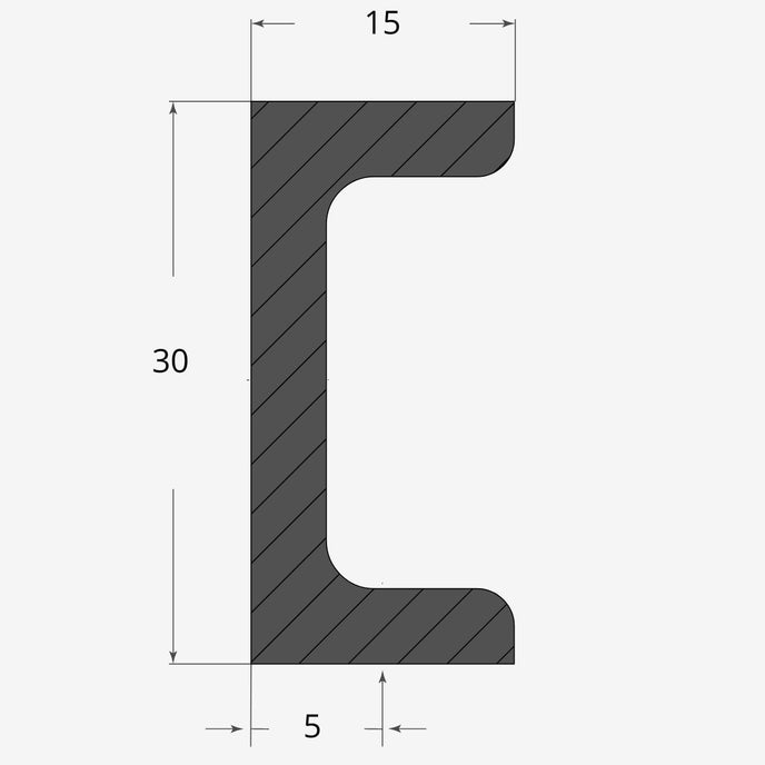 Profilo materiale ferro - ferro upn 30x15mm - 5mm