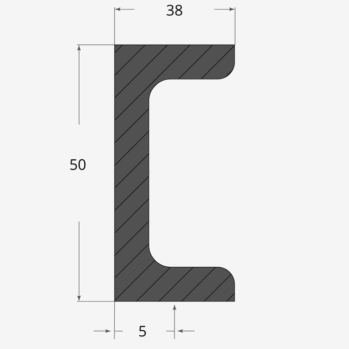 Profilo materiale ferro - ferro upn 50x38mm - 5mm