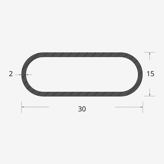 Profilo materiale ferro - tubo ovale carpenteria 30x15 - 2mm