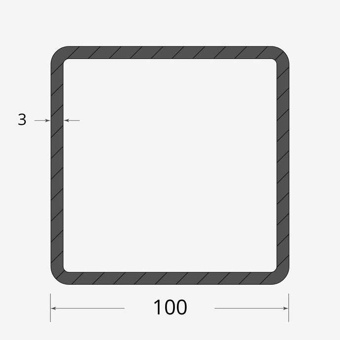 Profilo materiale ferro - tubo quadro saldato 100x100 - 3mm