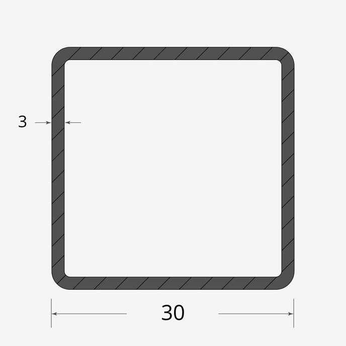 Profilo materiale ferro - tubo quadro saldato 30x30 - 3mm