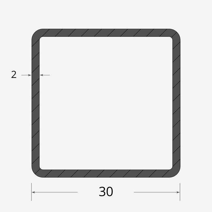 Profilo materiale ferro - tubo quadro saldato 30x30 - 2mm