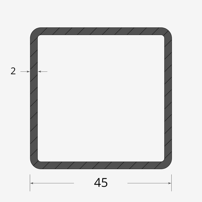 Profilo materiale ferro - tubo quadro saldato 45x45 - 2mm