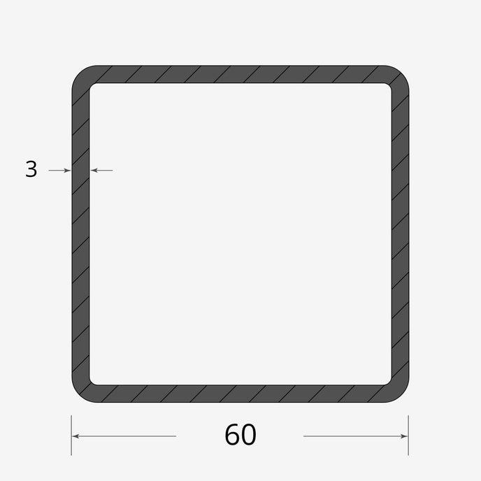 Profilo materiale ferro - tubo quadro saldato 60x60 - 3mm