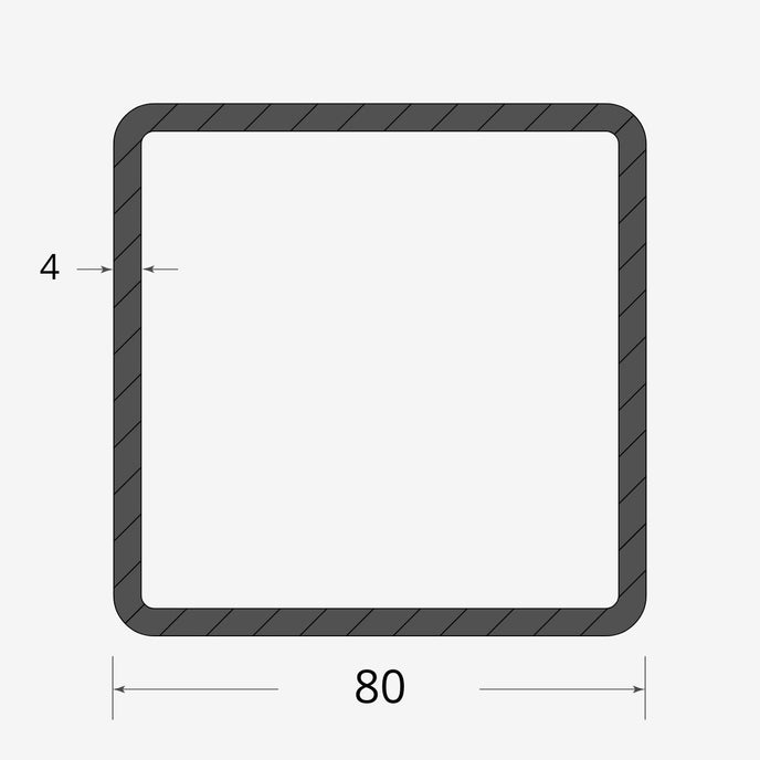 Profilo materiale ferro - tubo quadro saldato 80x80 - 4mm