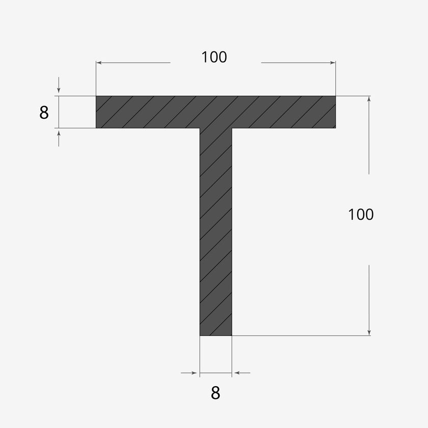 Ferro a T 100x100mm - 8mm