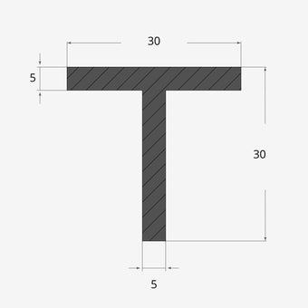 Ferro a T 30x30mm - 5mm