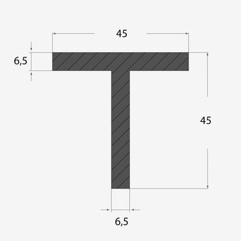 Ferro a T 45x45mm - 6,5mm