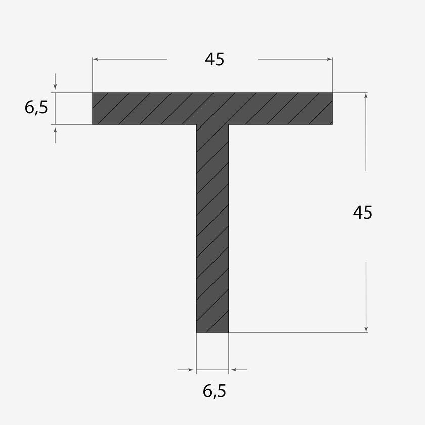 Ferro a T 45x45mm - 6,5mm