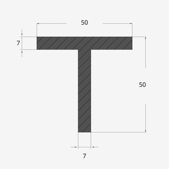 Ferro a T 50x50mm - 7mm