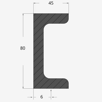 Profilo materiale ferro - ferro upn 80x45mm - 6mm