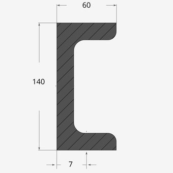 Profilo materiale ferro - ferro upn 140x60mm - 7mm