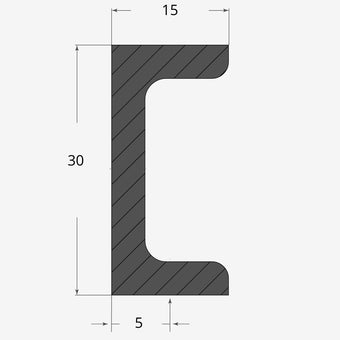 Profilo materiale ferro - ferro upn 30x15mm - 5mm