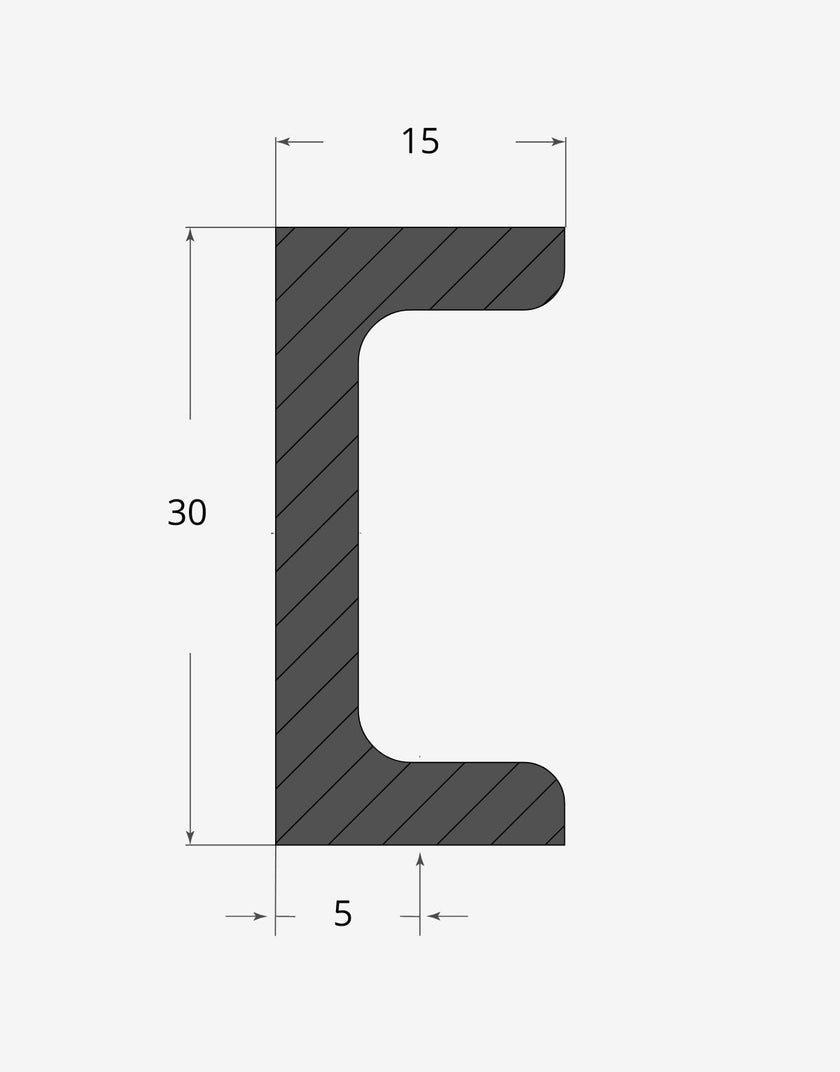 Profilo materiale ferro - ferro upn 30x15mm - 5mm