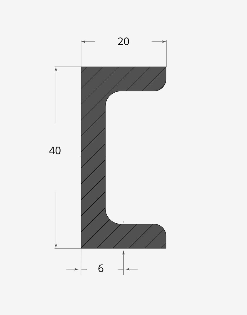 Profilo materiale ferro - ferro upn 40x20mm - 6mm