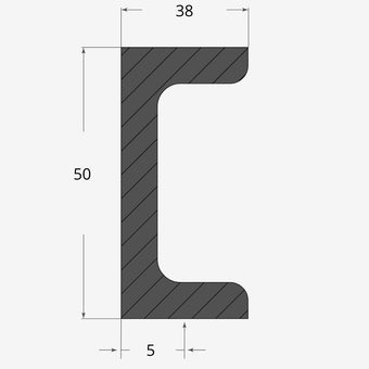 Profilo materiale ferro - ferro upn 50x38mm - 5mm