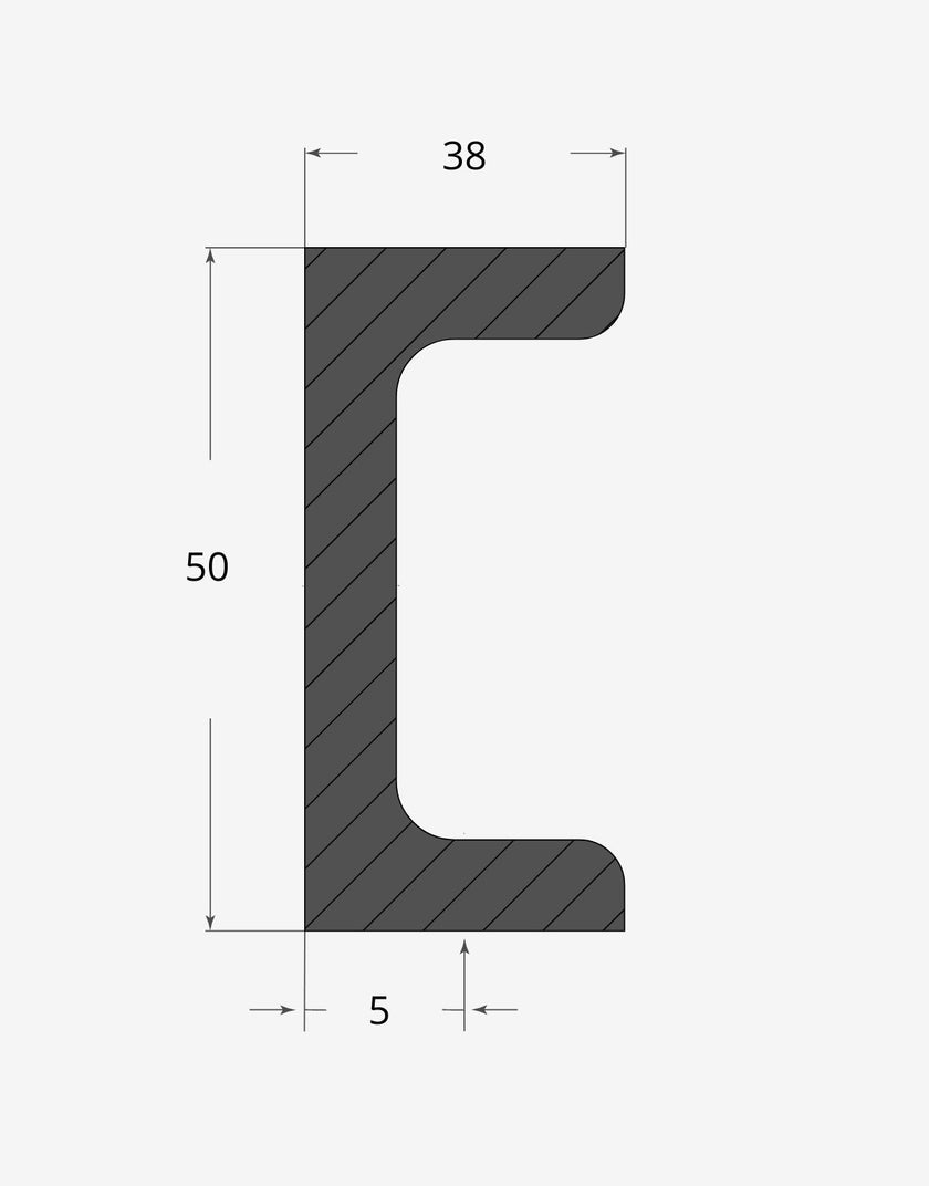Profilo materiale ferro - ferro upn 50x38mm - 5mm
