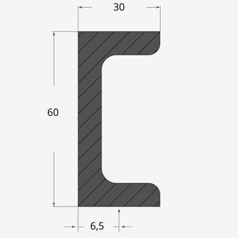 Profilo materiale ferro - ferro upn 60x30mm - 6,5mm