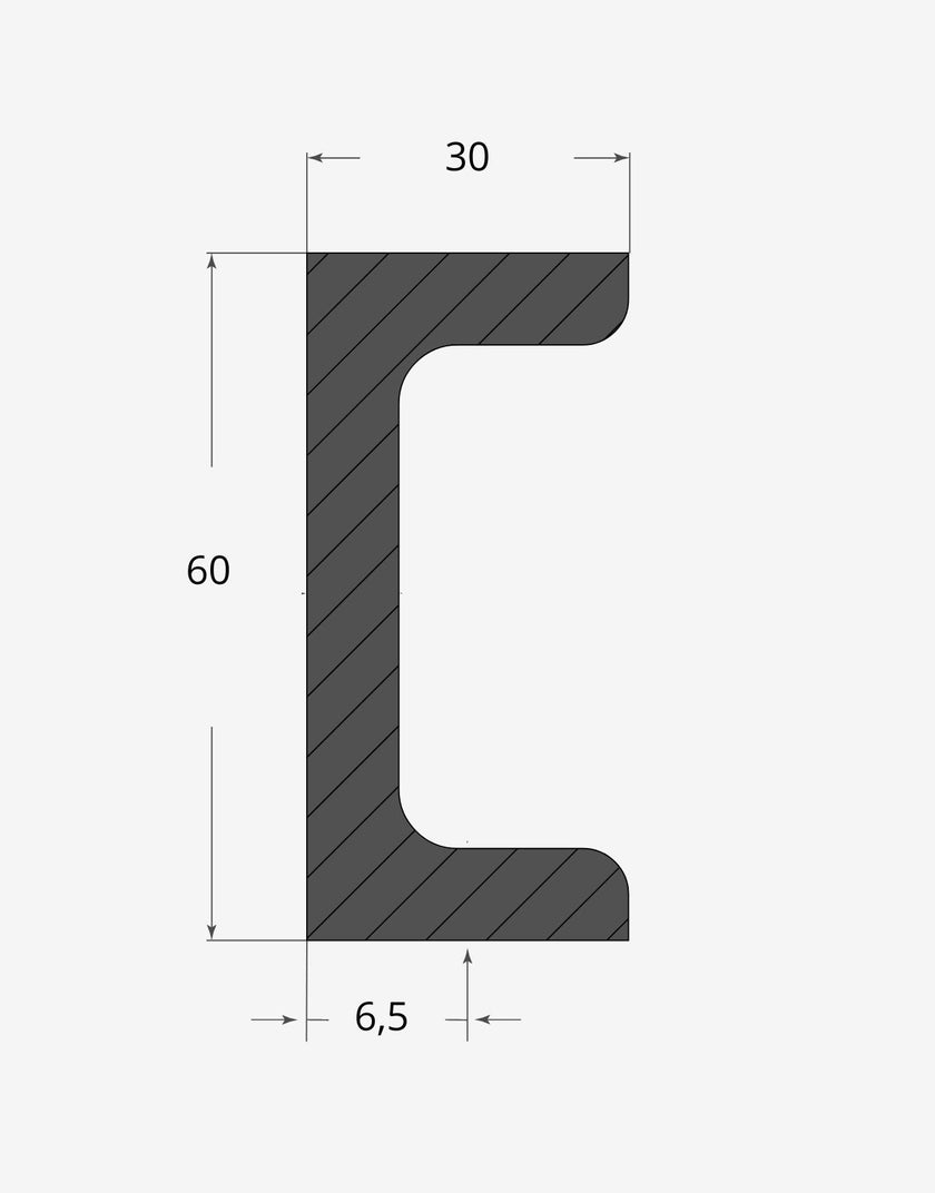 Profilo materiale ferro - ferro upn 60x30mm - 6,5mm