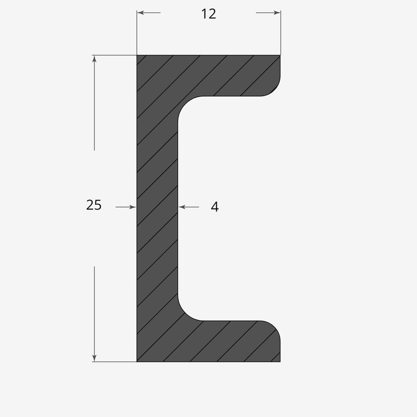 Ferro UPN 25x12mm - 4mm