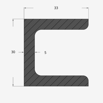 Ferro UPN 30x33mm - 5mm