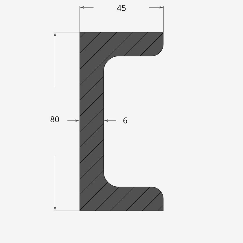 Ferro UPN 80x45mm - 6mm