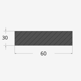 Profilo materiale ferro - profilo piatto grezzo 60x30mm