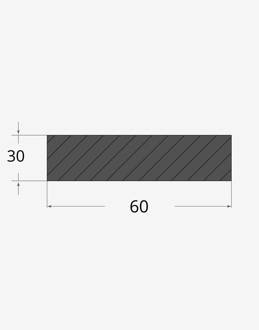 Profilo materiale ferro - profilo piatto grezzo 60x30mm
