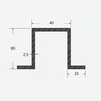 Profilati Omega Simmetrici 40x80x25 - 2mm