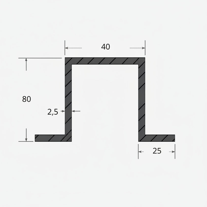 Profilati Omega Simmetrici 40x80x25 - 2mm