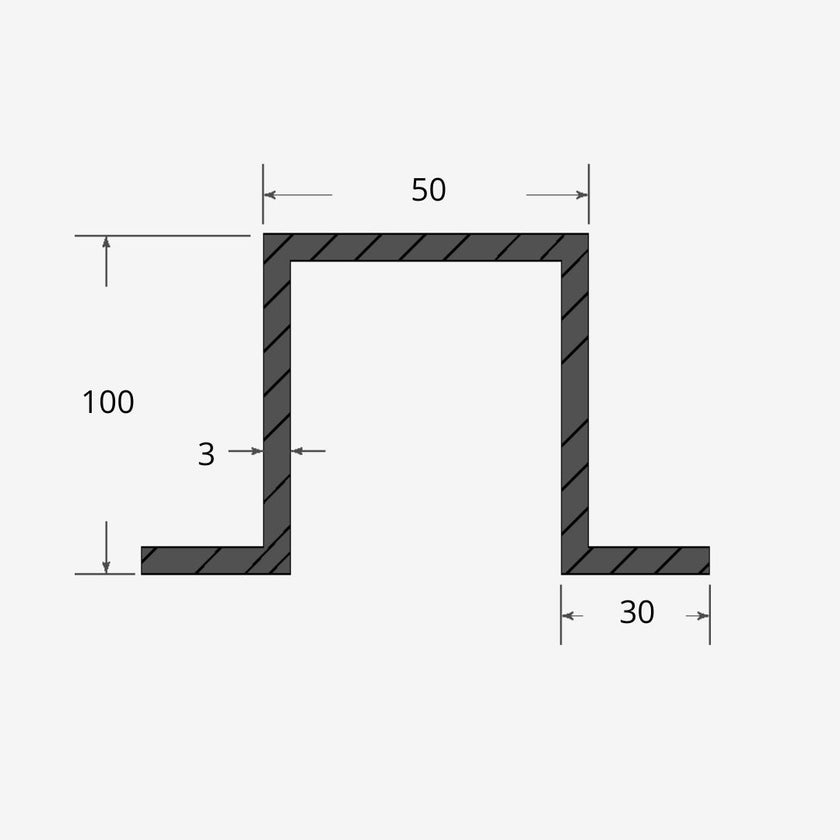 Profilati Omega Simmetrici 50x100x30 - 3mm