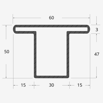 Profilo materiale ferro - tubolare per serramenti sf 2/b