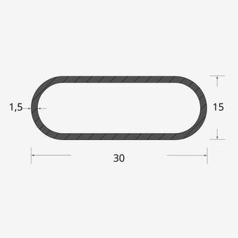 Profilo materiale ferro - tubo ovale carpenteria 30x15 - 1,5mm