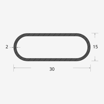 Profilo materiale ferro - tubo ovale carpenteria 30x15 - 2mm