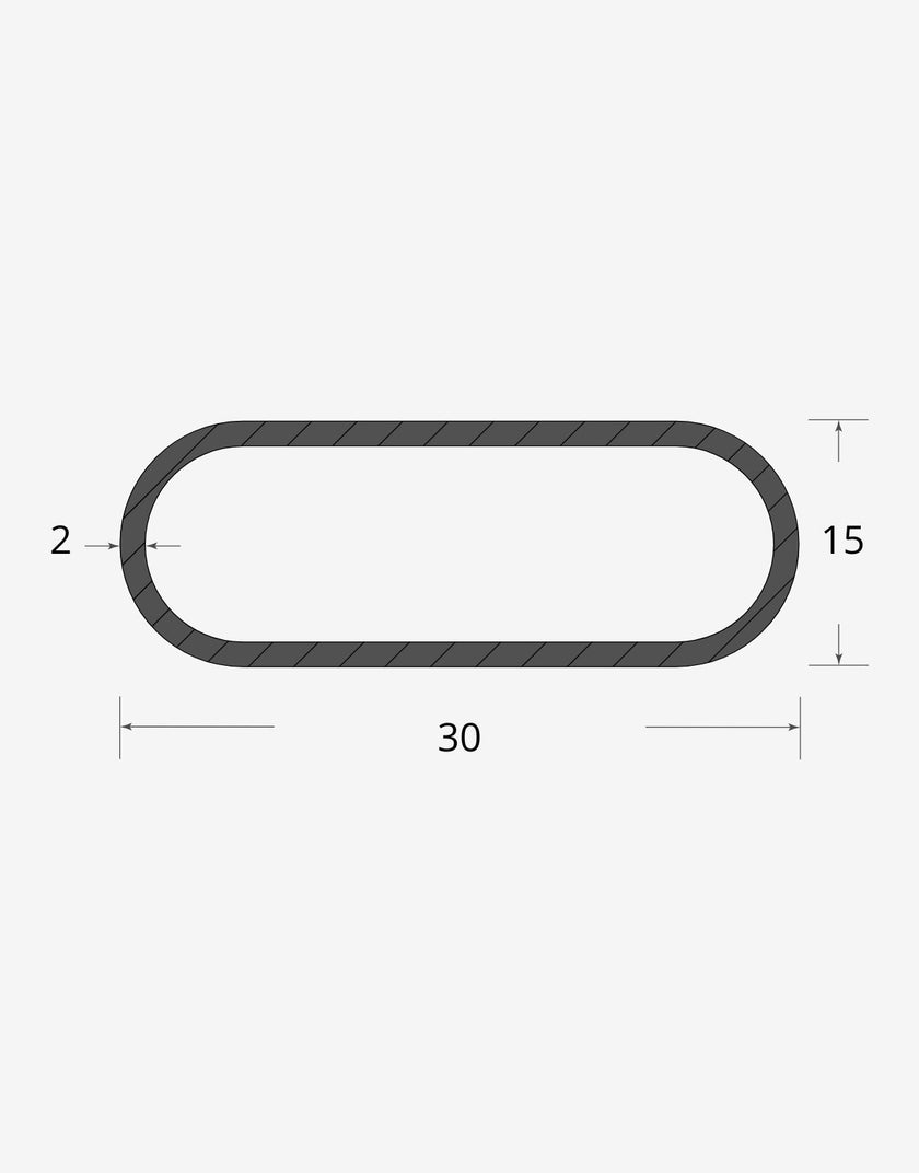 Profilo materiale ferro - tubo ovale carpenteria 30x15 - 2mm