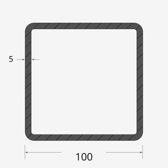 Profilo materiale ferro - tubo quadro saldato 100x100 - 5mm
