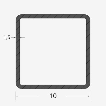 Profilo materiale ferro - tubo quadro saldato 10x10 - 1,5mm
