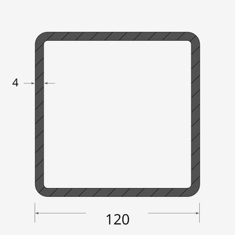 Profilo materiale ferro - tubo quadro saldato 120x120 - 4mm