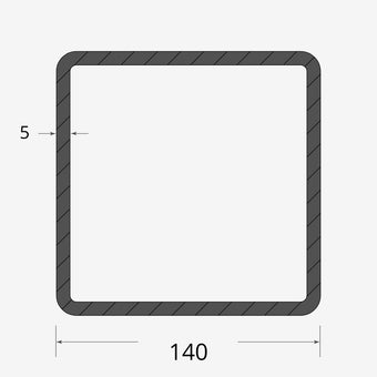 Profilo materiale ferro - tubo quadro saldato 140x140 - 5mm