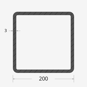 Profilo materiale ferro - tubo quadro saldato 200x200 - 3mm