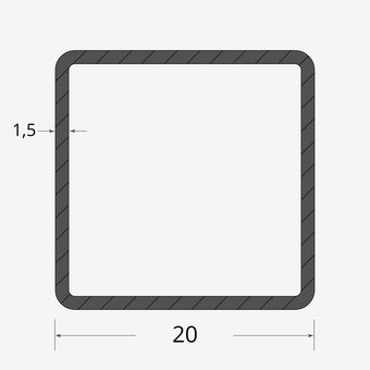 Profilo materiale ferro - tubo quadro saldato 20x20 - 1,5mm