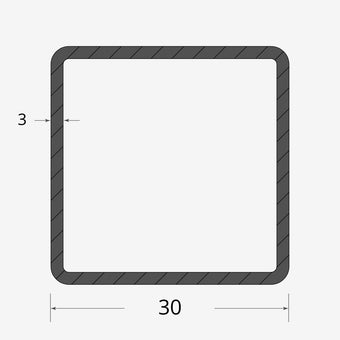 Profilo materiale ferro - tubo quadro saldato 30x30 - 3mm