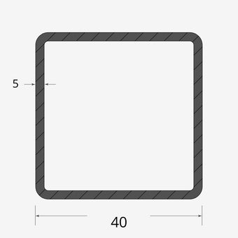 Profilo materiale ferro - tubo quadro saldato 40x40 - 5mm