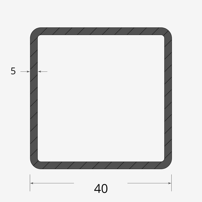 Profilo materiale ferro - tubo quadro saldato 40x40 - 5mm