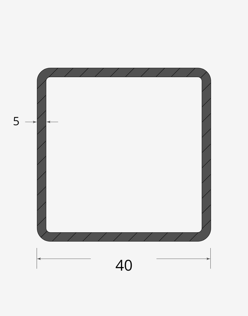 Profilo materiale ferro - tubo quadro saldato 40x40 - 5mm
