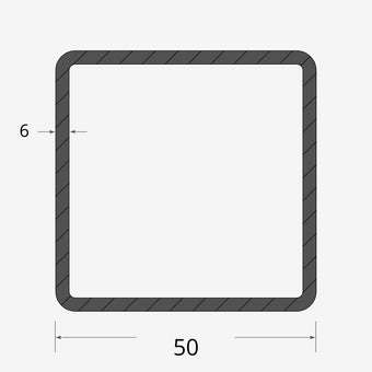 Profilo materiale ferro - tubo quadro saldato 50x50 - 6mm
