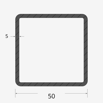 Profilo materiale ferro - tubo quadro saldato 50x50 - 5mm