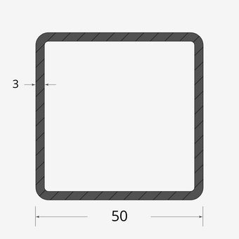 Profilo materiale ferro - tubo quadro saldato 50x50 - 3mm