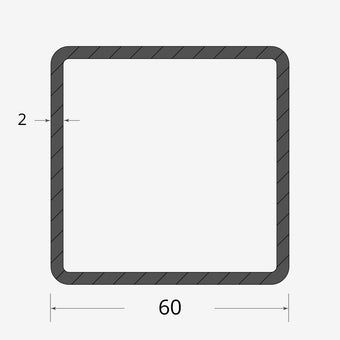 Profilo materiale ferro - tubo quadro saldato 60x60 - 2mm