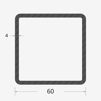 Profilo materiale ferro - tubo quadro saldato 60x60 - 4mm